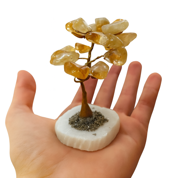 Arbolito de Citrino con Base de Piedra y Pirita – Abundancia y Energía Positiva