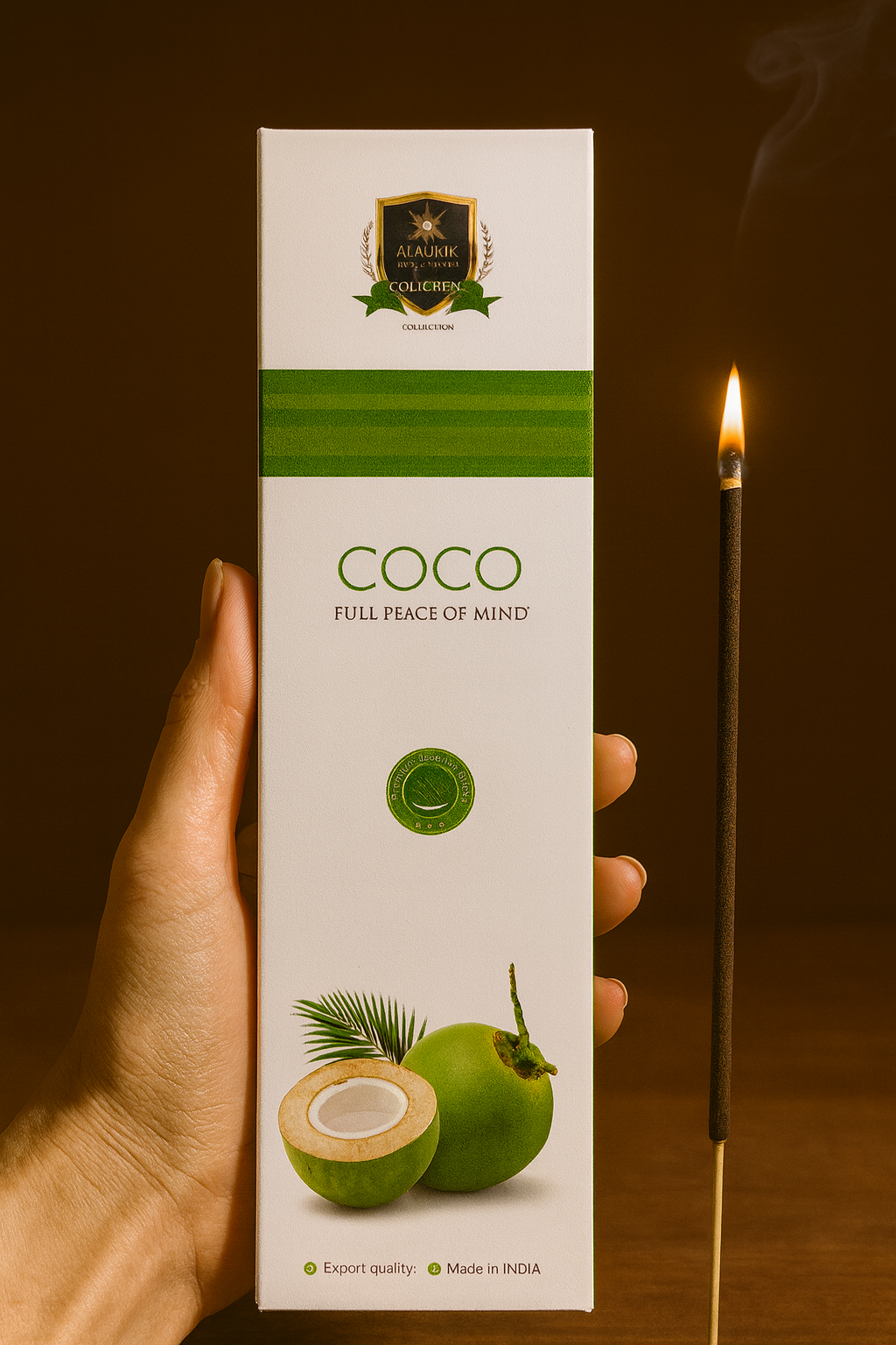 Incienso de Coco en Estuche Incienso Coco – Casa Alaukik - Imagen 1