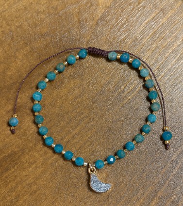 Pulsera de Apatito Facetado con Dije Luna