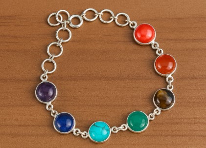 Pulsera 7 Chakras con Piedras Naturales y Plata