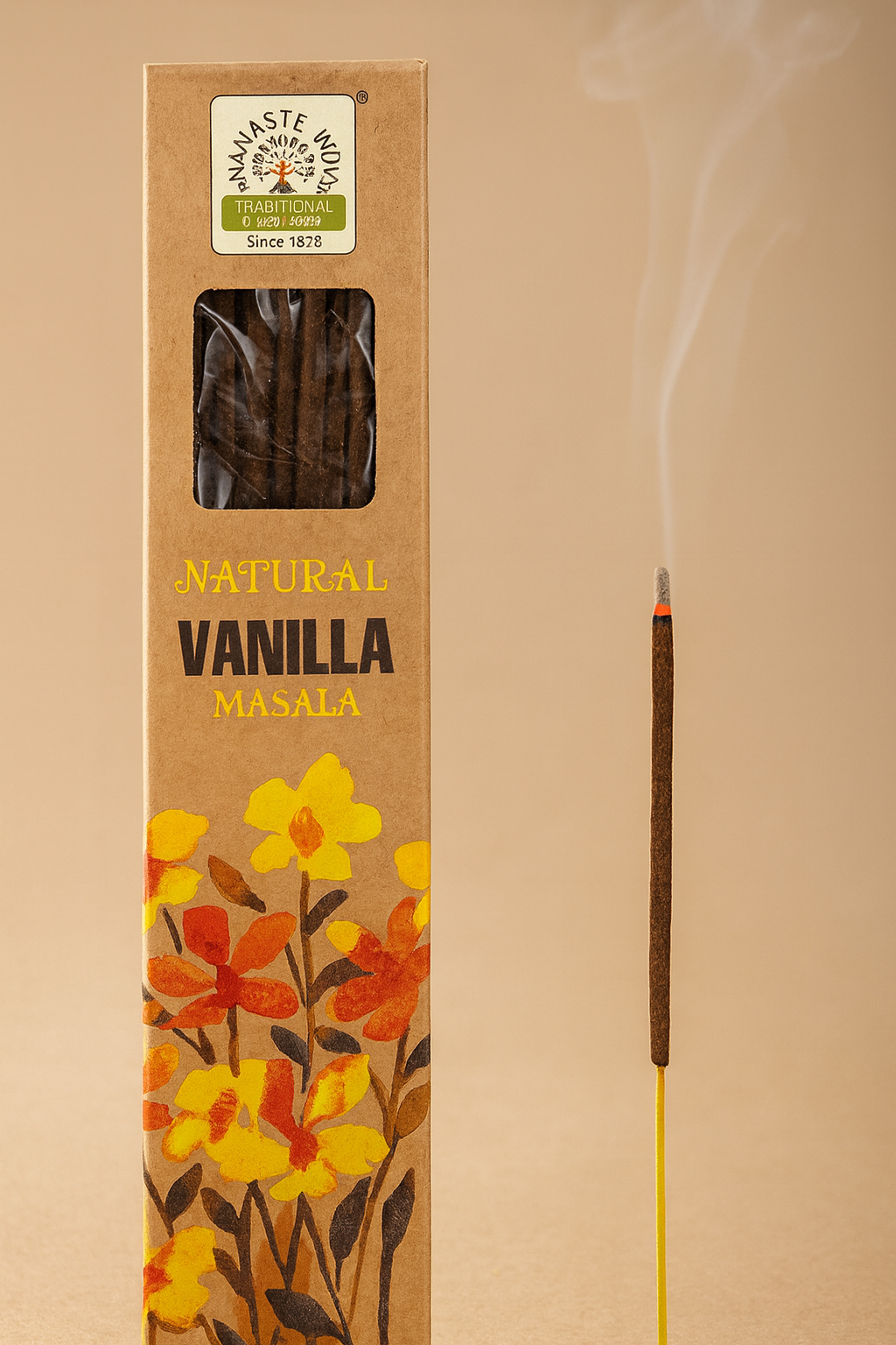 Incienso Natural de Vainilla Masala Incienso de Vainilla – Aroma Dulce, Relajante y Armonizador NAMASTE - Imagen 1