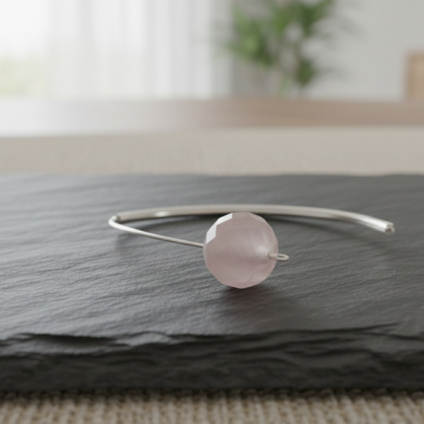 Pendientes de Plata con Cuarzo Rosa Facetado