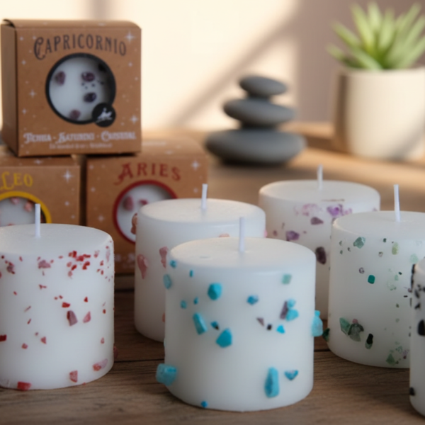 Colección Astral: Velas de Cumpleaños (Zodíaco y Piedras Naturales)