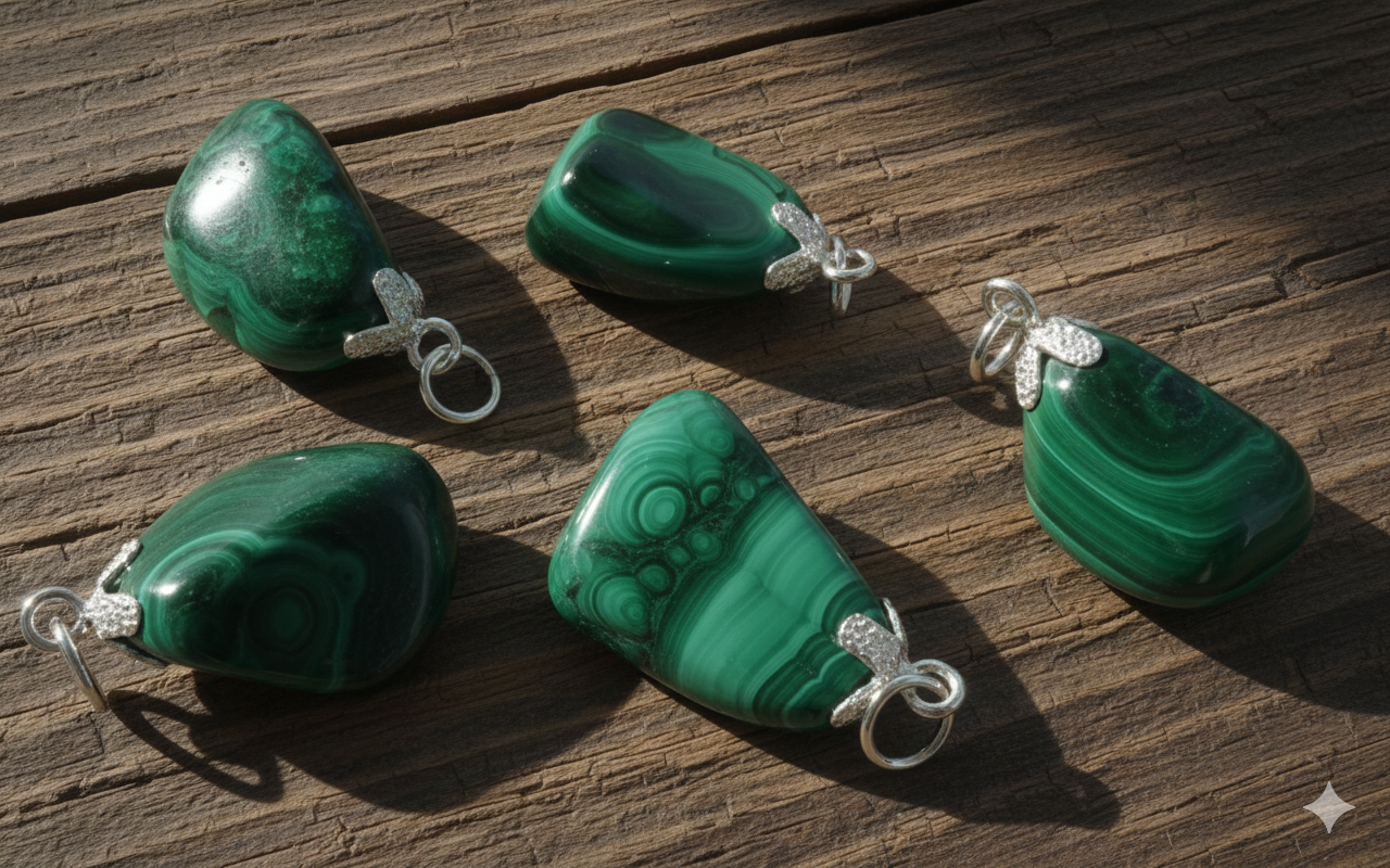 Gemini_Generated_Image_4trbc24trbc24trb Colgante de Malaquita Natural (Canto Rodado) y Plata 925 - Imagen 1