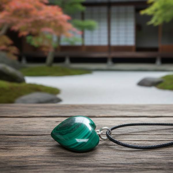 Colgante Corazón de Malaquita y Plata: El Amuleto de la Transformación