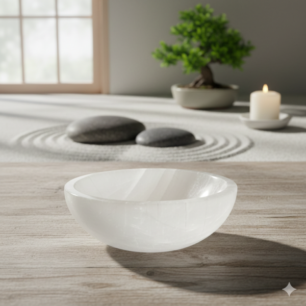 Bol de Selenita Natural (15 cm): Estación de Carga y Purificación Energética