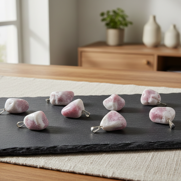 Colgante de Turmalina Rosa Rodada – Amuleto de Amor Propio y Sanación (15-20mm)