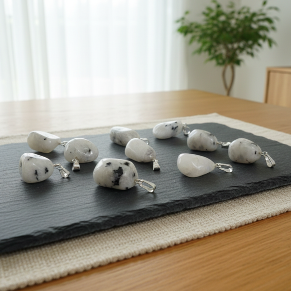 Colgante de Piedra Luna Rodado – Amuleto de Intuición y Equilibrio (15-20mm)