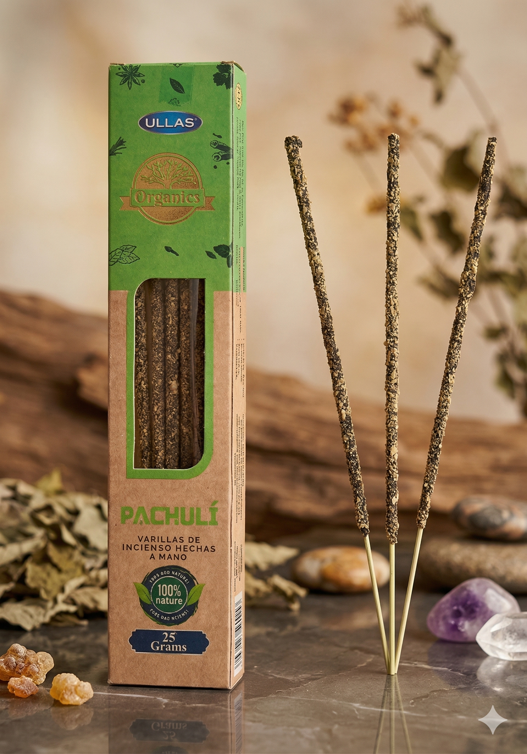 Gemini_Generated_Image_6rfxbo6rfxbo6rfx Incienso Orgánico Ullas – Pachulí (Hecho a Mano) - Imagen 1